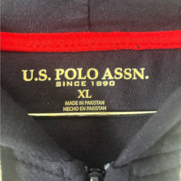 U.S. Polo Navy Fleece Zip-Up Hoodie Jacket Men’s XL Classic Streetwear Essential - Picture 5 of 5